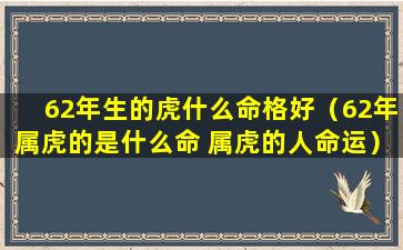 62年生的虎什么命格好（62年属虎的是什么命 属虎的人命运）